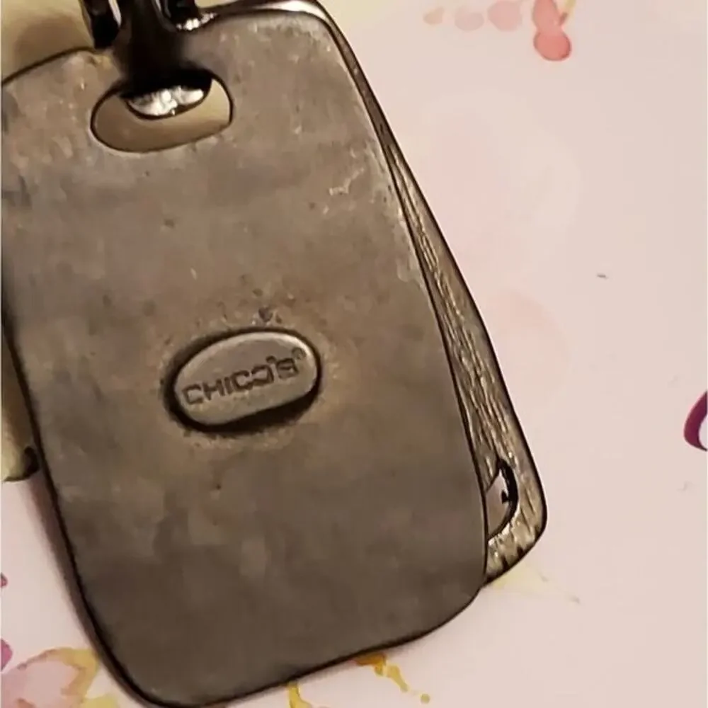 Chico's Black‎ leather Vintage pendant necklace